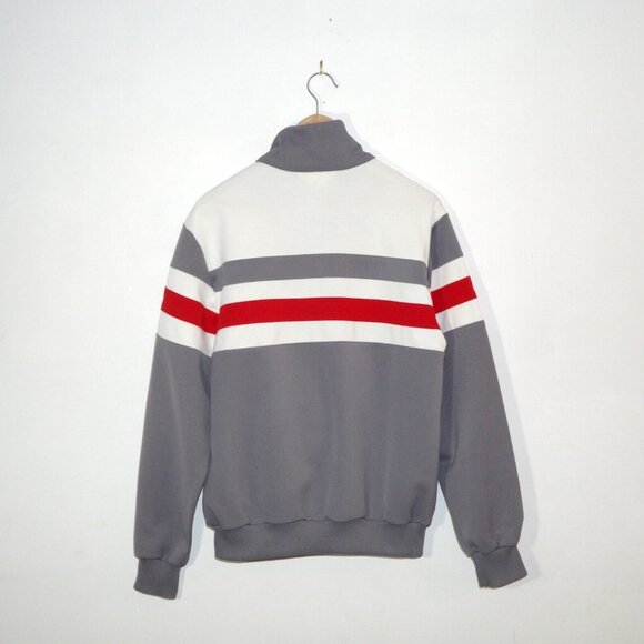 Vintage 80's 90's adidas Track Jacket Tracksuit Zip Up Grey Red White Med-Large - Picture 2 of 11
